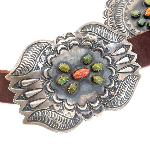 Turquoise and Spiny Oyster Stone Concho Belt WOMEN - Accessories - Belts Sunwest Silver   