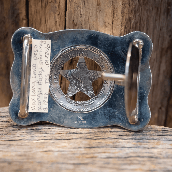 Max Lang Cinco Peso Ranger Badge Sterling Silver Belt Buckle