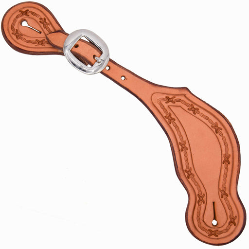 Teskey's Barbed Wire Border Cowboy Spur Straps Tack - Spur Straps Teskey's Light Oil