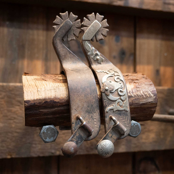 Garren Silver Mounted 8pt. Spurs Tack - Spurs Damon Garren