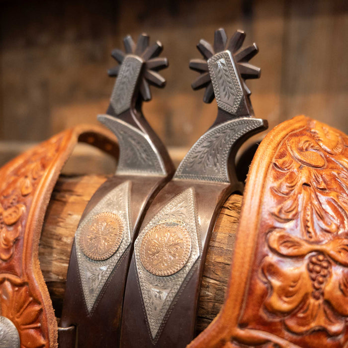 Randy Butters #1372 Silver & Copper Spurs Tack - Spurs Randy Butters