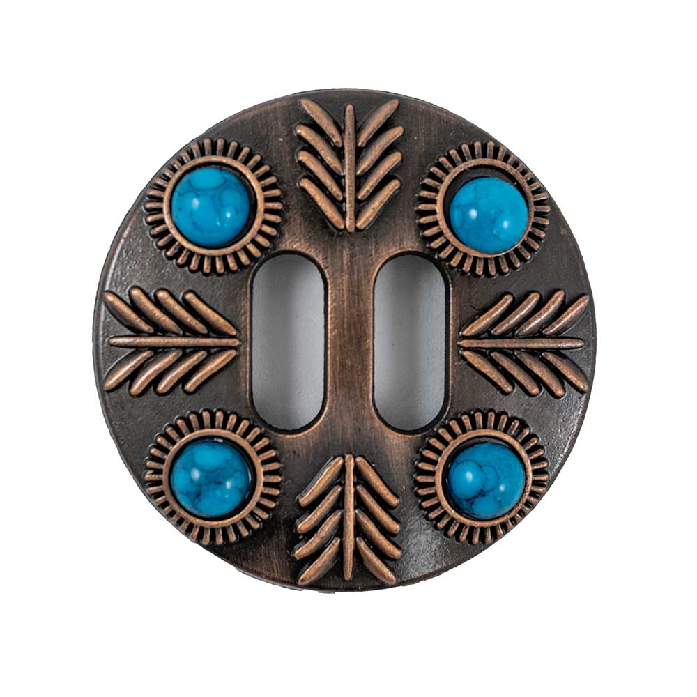 Feathered Turquiose Slotted Concho Tack - Conchos & Hardware - Conchos MISC   