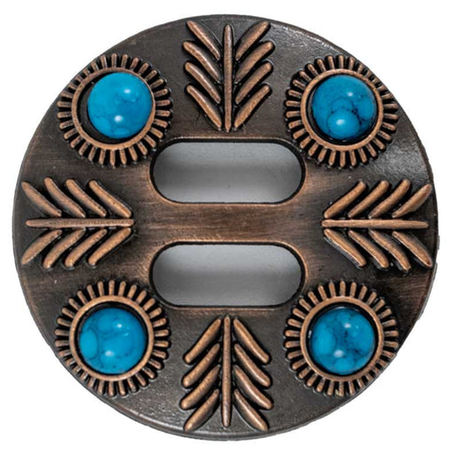 Feathered Turquiose Slotted Concho Tack - Conchos & Hardware MISC   