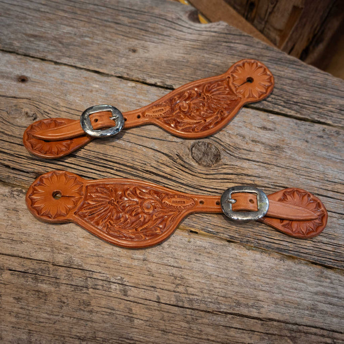 Bob Marrs Hand-Tooled Floral Spur Straps - Multiple Patterns