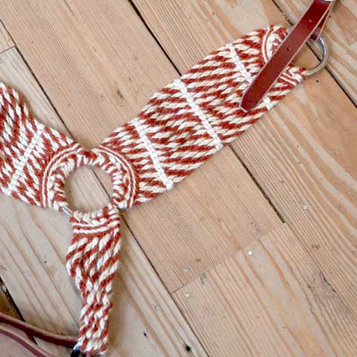 Handmade Red & White 3 Piece Breast Collar Tack - Breast Collars Iron Horse Head Brand