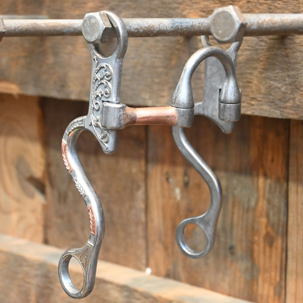 Josh Ownbey Cowboy Line - Hinge - Silver/Copper Mounted 7 1/2" Correction with Copper Bars Bit  JO160 Tack - Bits, Spurs & Curbs - Bits Josh Ownbey Cowboy Line   