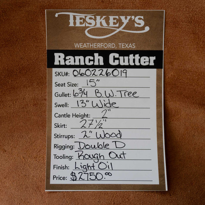 15" TESKEY'S PRO CUTTER RANCH CUTTER SADDLE