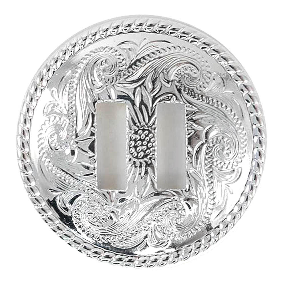 Shiny Silver Rope Border Slotted Concho