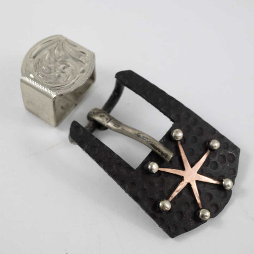 Copper Star Buckle With Silver Dots And Keeper Tack - Conchos & Hardware MISC   