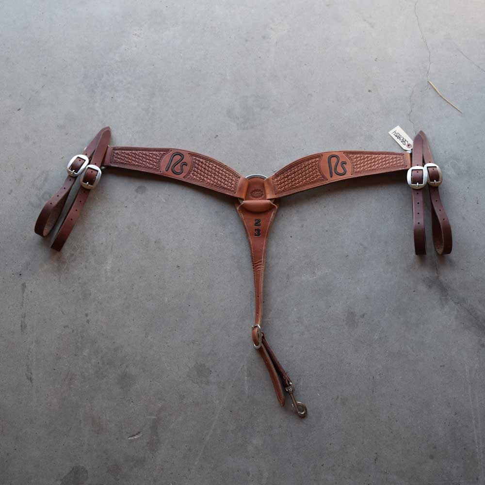 Used Red Steagall Ranch Roder Breast Collar made by Tom Hines Sale Barn Teskeys   