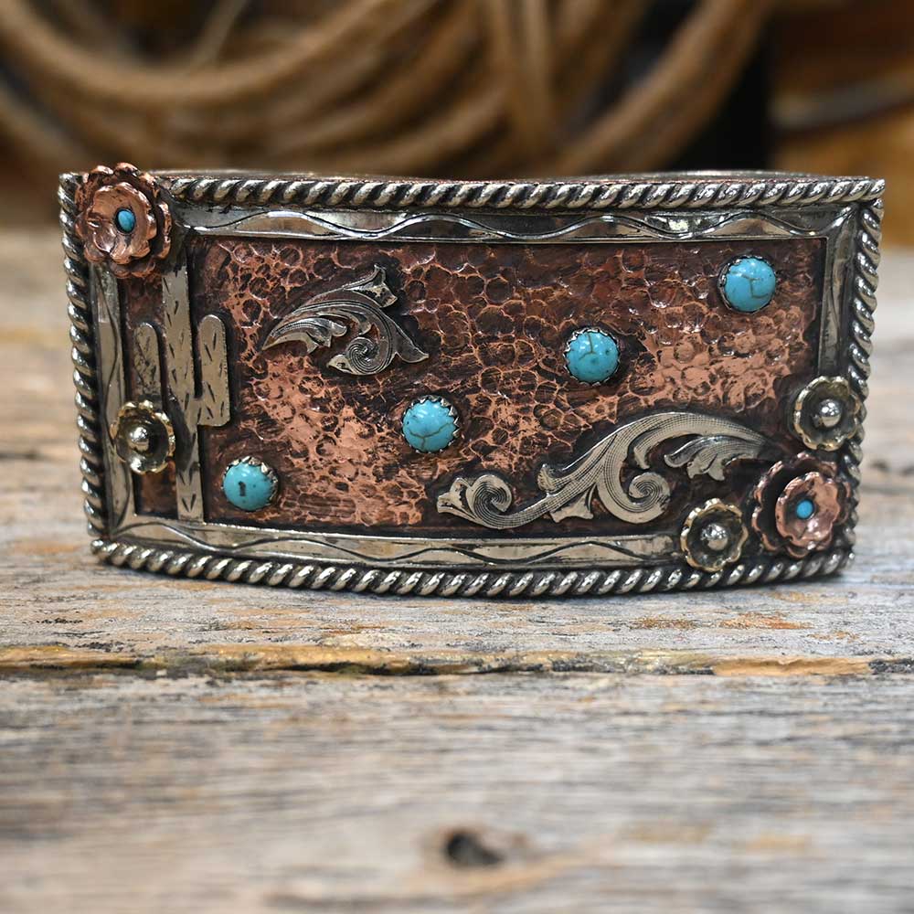 The Rowdy Rose Aztec Style Belt Buckle with Turquoise