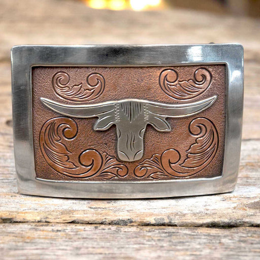 Turtle Jones Engraved Copper Longhorn Buckle ACCESSORIES - Additional Accessories - Buckles Turtle Jones