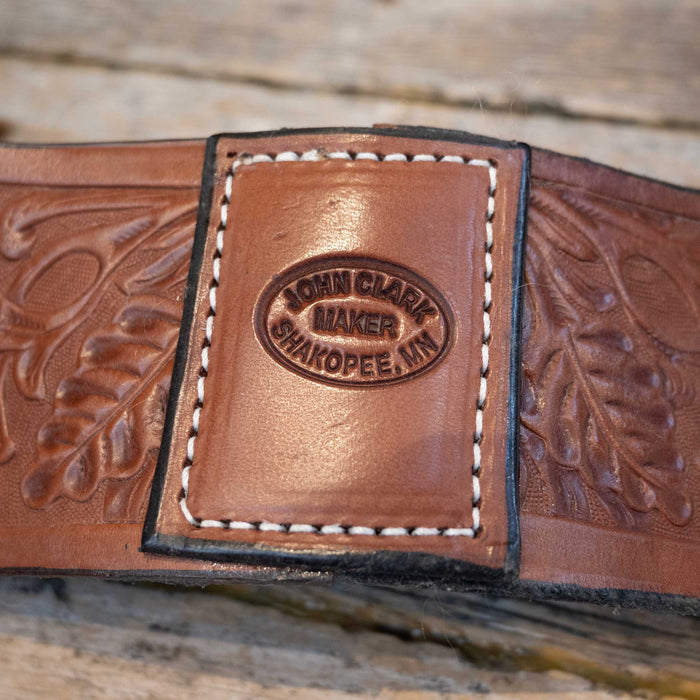 Vintage tooled White Saddle bags by John Clark Shakopee Minn. great condition