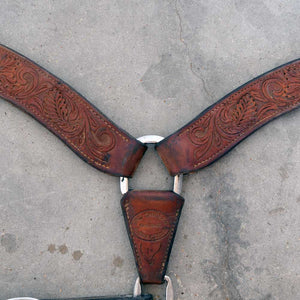 Used Tad Sanders Breast Collar Full Floral Tooling Sale Barn Teskeys   