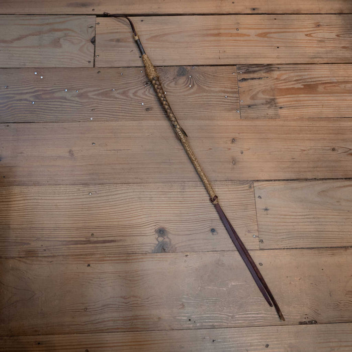 Vintage Braided 34" Rawhide & Leather Quirt w/ Steel Handle