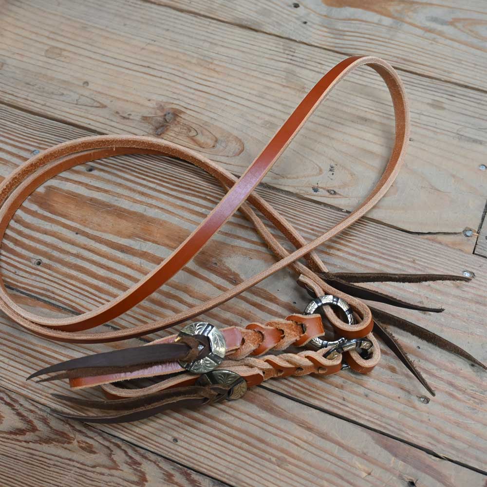 Joe Hipp Leather Roping Reins with Silver/Copper Conchos JHL003 Tack - Reins Joe Hipp   