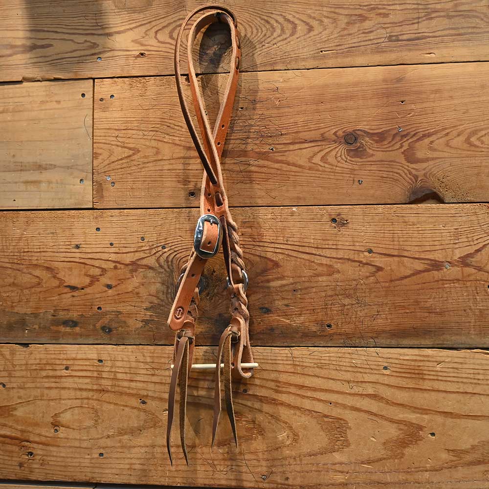 Joe Hipp Braided Leather Headstall with Cheek Ring and Headstall Concho JHL029 Tack - Headstalls Joe Hipp