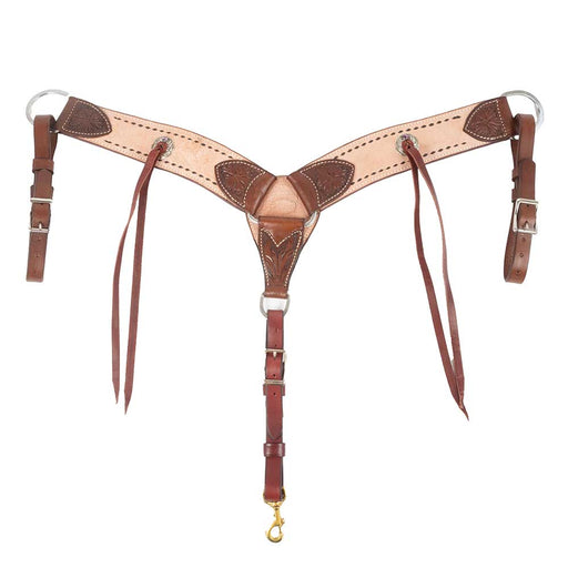 Teskey's 3" Roughout Buckstitch Breast Collar With Strings Tack - Breast Collars Teskey's   