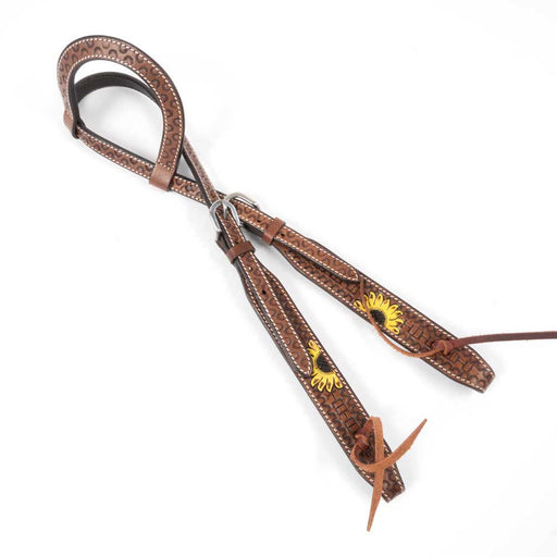 Teskey's One Ear Sunflower Engraved Headstall Tack - Headstalls Teskey's   