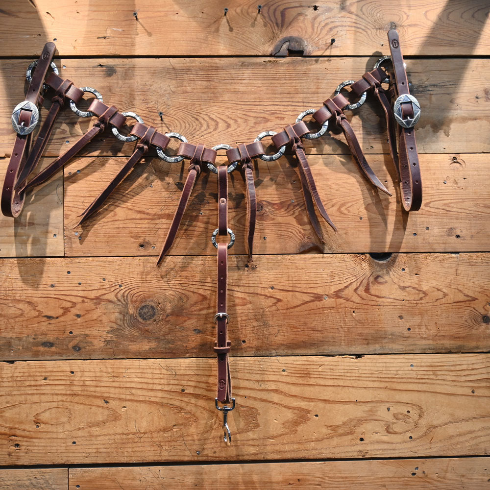 JOE HIPP Braided Breast Collar Accented with Silver Rings and Buckles JHL034 Tack - Breast Collars Joe Hipp