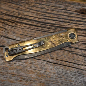 Hand Engraved Brass Knife by LUKE SPRABERRY AAHT119