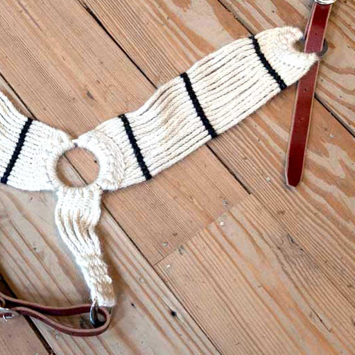 Handmade White Striped 3pc Breast Collar Tack - Breast Collars Iron Horse Head Brand