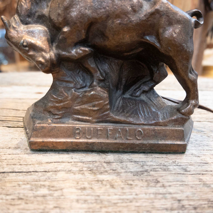 Vintage Cast Bronze Buffalo Lamp