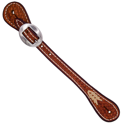 Teskey's Basketweave Spur Straps w/Rawhide Tack - Spur Straps Teskey's Light Oil