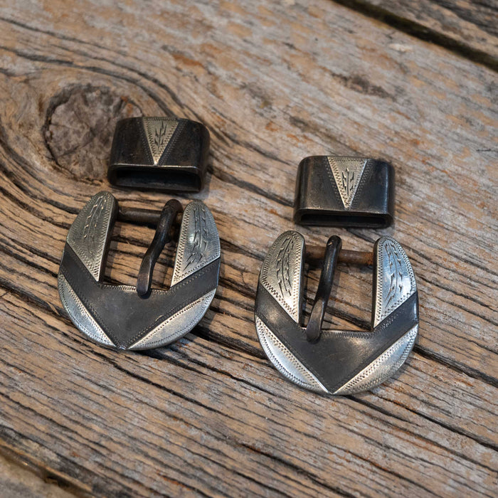 3/4" Stamped "JC" Headstall Buckle Set Tack - Conchos & Hardware JC