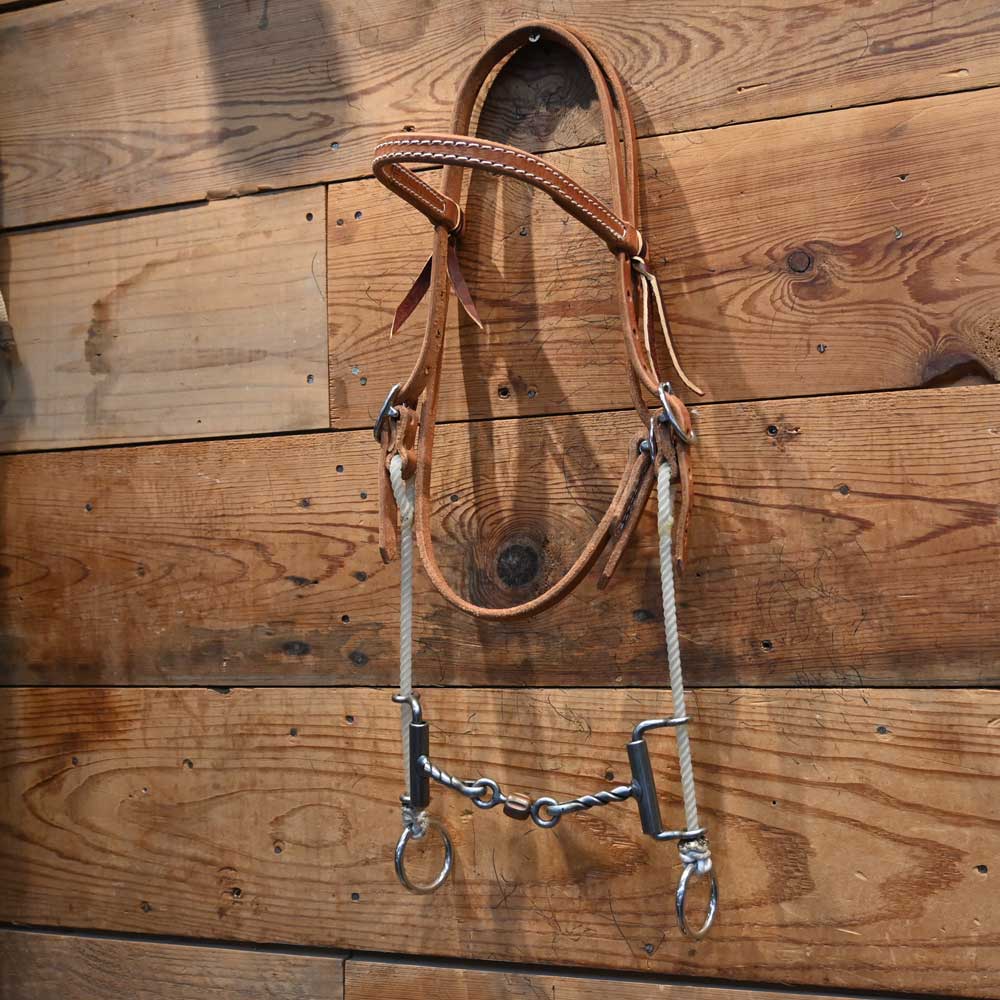 Cow Horse Supply Bridle - DL Dogbone with Roller - Lariat Sliding Gag Bit - CHS266 Tack - Training - Headgear Cow Horse Supply   