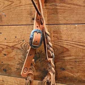 Joe Hipp Braided Leather Headstall with Cheek Ring and Headstall Concho JHL029 Tack - Headstalls Joe Hipp