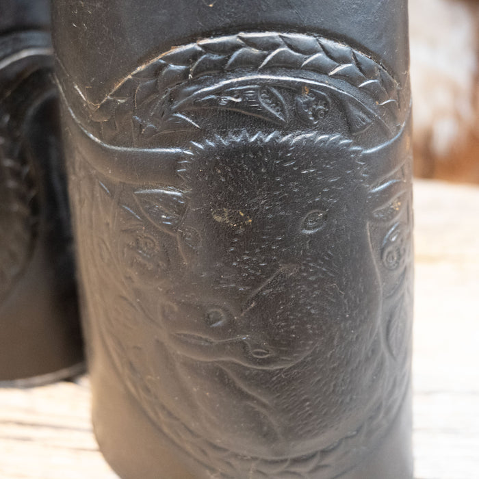 Black Tooled Hereford Cowboy Cuffs