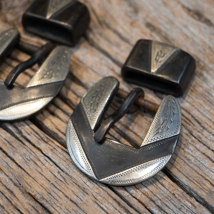 3/4" Stamped "JC" Headstall Buckle Set Tack - Conchos & Hardware JC