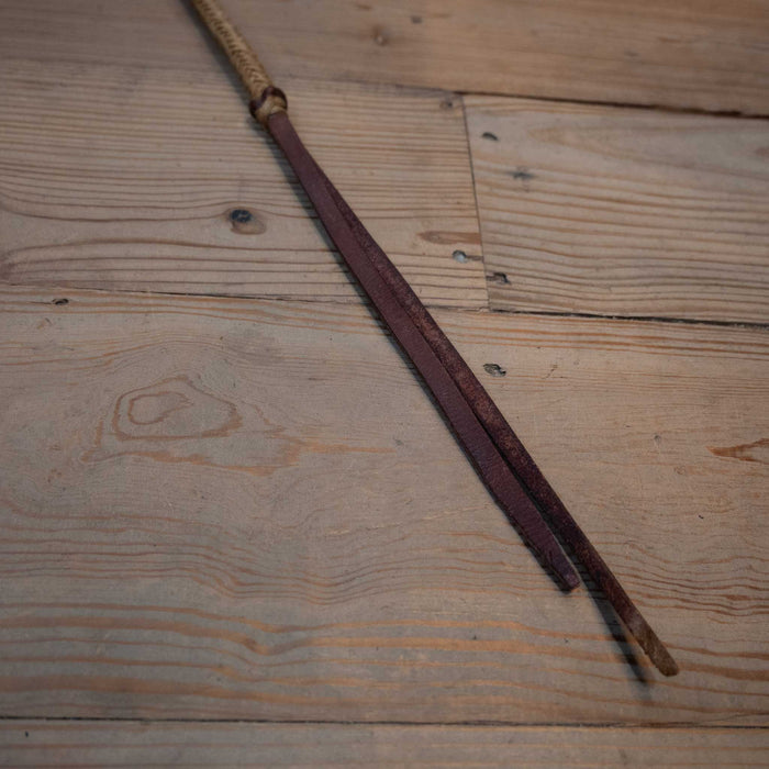 Vintage Braided 34" Rawhide & Leather Quirt w/ Steel Handle