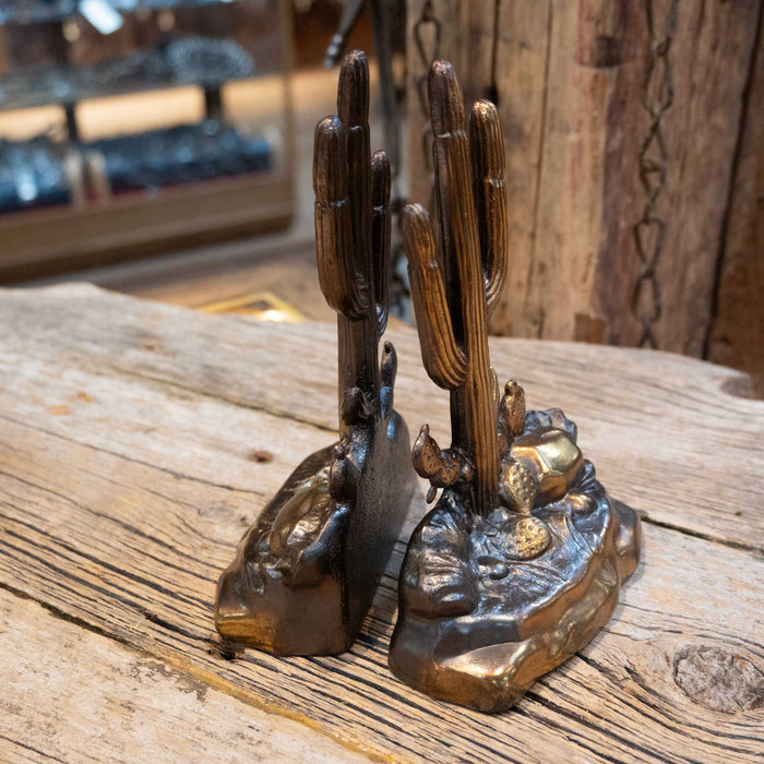 Vintage Bronze Saguaro Cactus Bookends 2329