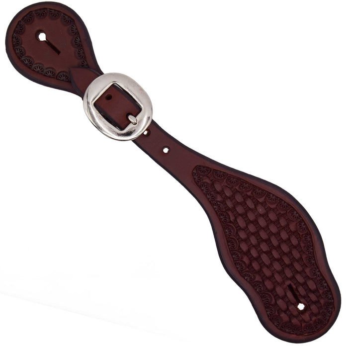 Teskey's Basketweave Spur Straps w/Shell Border