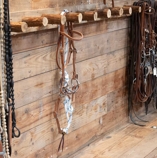 CHS Mitch D-Ring Twisted Snaffle Martingale Rig Tack - Training Cow Horse Supply