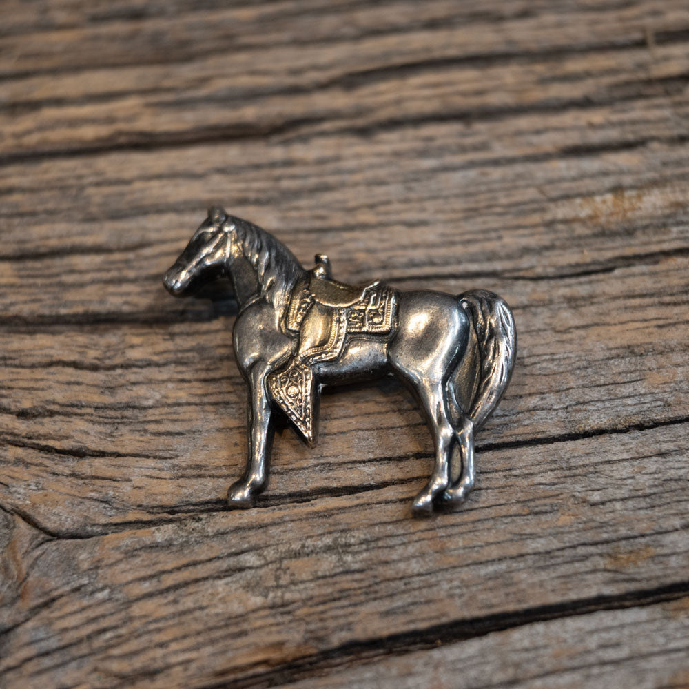 Vintage Ricardo 10K & Sterling Silver Saddled Horse Pin