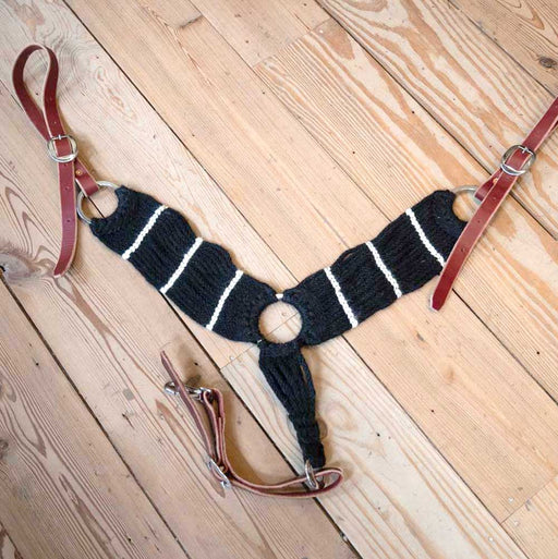 Handmade Striped 3pc Breast Collar Tack - Breast Collars Iron Horse Head Brand