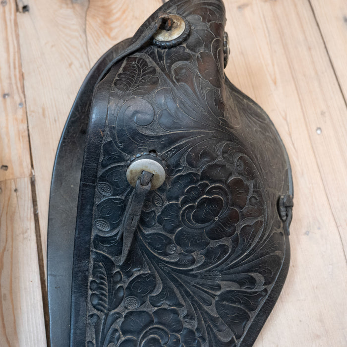 Tooled Black Leather Vintage Tapaderos 1842