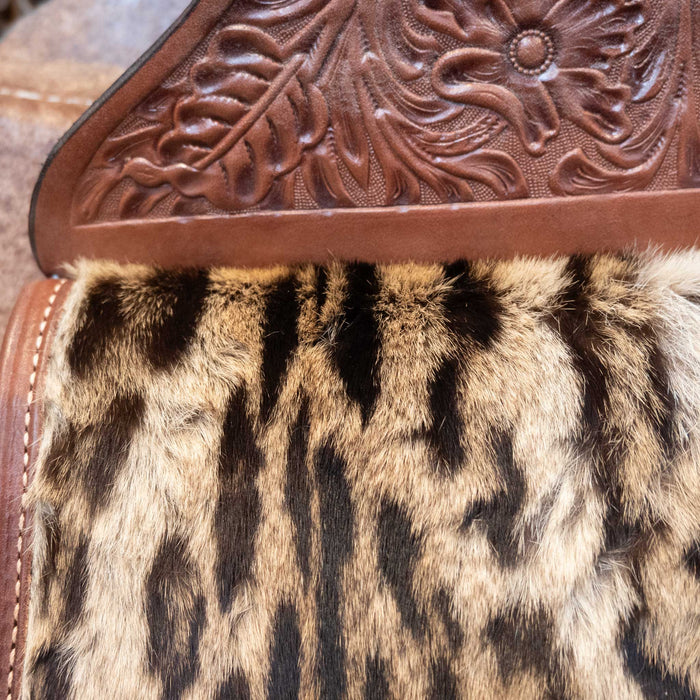 Vintage Real Leopard Hide Saddle bags by John Clark Shakopee Minn. 2292