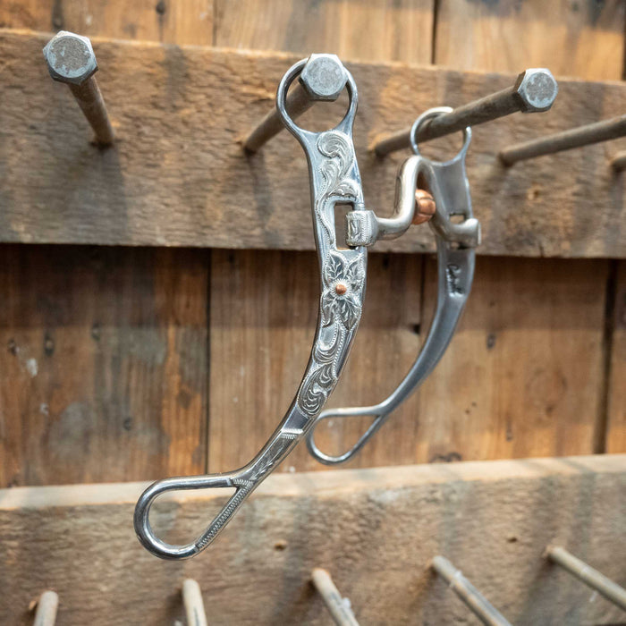 Cutrell Silver Mounted Solid Port Bit w/Copper Roller Tack - Bits Cutrell