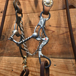 Bridle Rig - CowPerson Tack Silver Headstall with a 3 piece Gag Bit  - RIG403 Tack - Rigs Cowperson Tack   