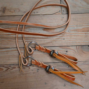 Joe Hipp 8ft. Roping Reins with Silver/Copper Conchos JHL005 Tack - Reins Joe Hipp Leather   