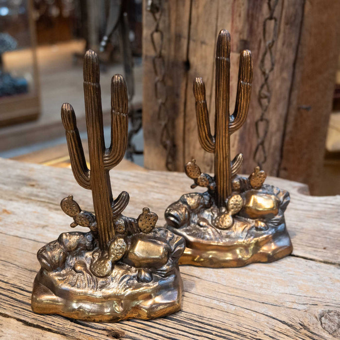 Vintage Bronze Saguaro Cactus Bookends 2329