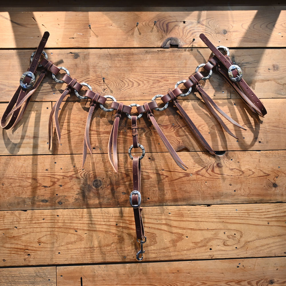 JOE HIPP Braided Breast Collar Accented with Silver Rings and Buckles JHL035 Tack - Breast Collars Joe Hipp