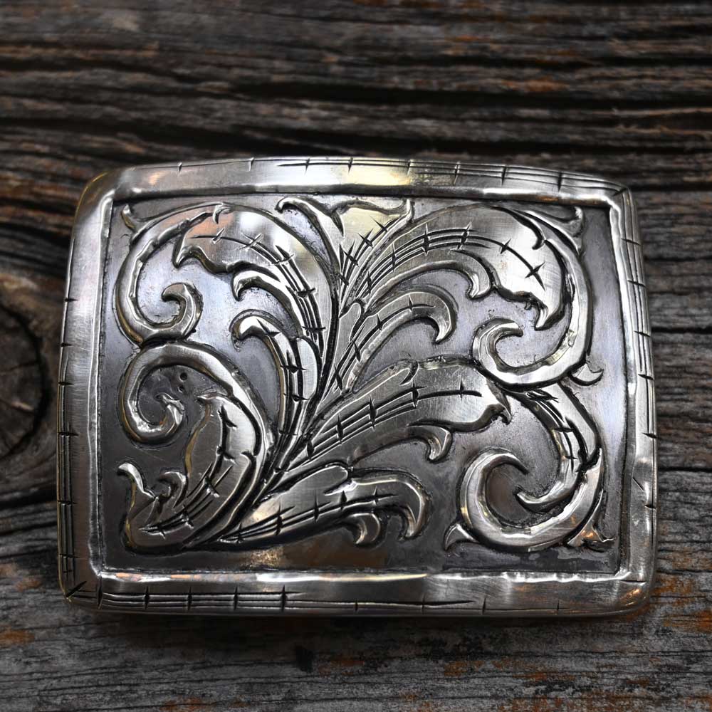 Handmade Silver Engraved Buckle by John Kamphaus  _CA570 ACCESSORIES - Additional Accessories - Buckles Kamphaus   