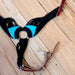 Handmade Black & Turquoise Mohair Pulling Collar Tack - Breast Collars Iron Horse Head Brand