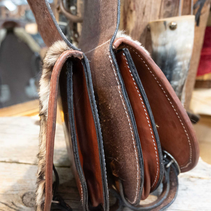 Vintage Real Leopard Hide Saddle bags by John Clark Shakopee Minn. 2292