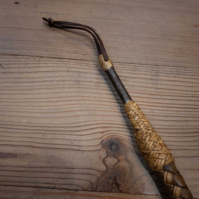 Vintage Braided 34" Rawhide & Leather Quirt w/ Steel Handle